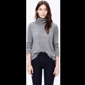 Madewell cotton silk textured turtleneck sweater in grey. Size S
